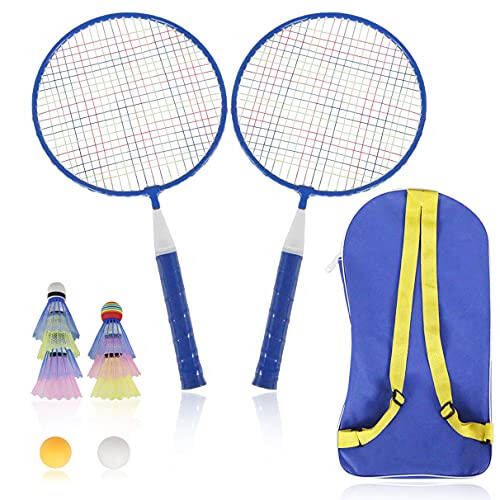 Badminton Rackets for Kids, Lightweight Badminton Racquet Game Set with Birdies, Table Tennis Balls and Carry Bag for Outdoor Indoor Sport - 1