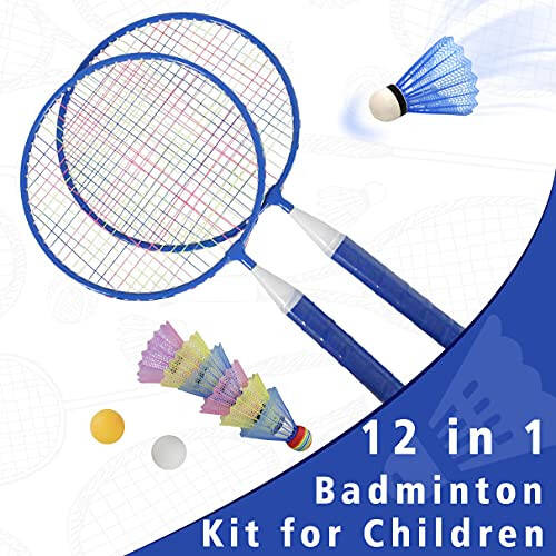 Badminton Rackets for Kids, Lightweight Badminton Racquet Game Set with Birdies, Table Tennis Balls and Carry Bag for Outdoor Indoor Sport - 5