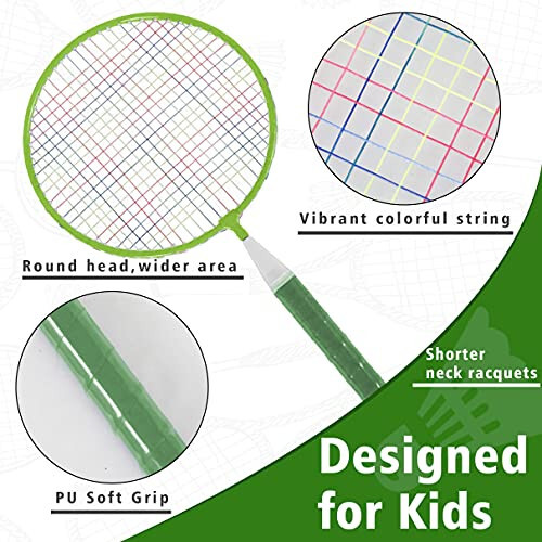 Badminton Rackets for Kids,Lightweight Badminton Racquet Game Set with Birdies,Tabel Tennis Balls and Carry Bag for Outdoor Indoor Sport - 4