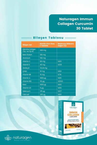 Bağışıklık Kolajen Kürkümin Glutatyon Multivitamin 30 Tablet - 2