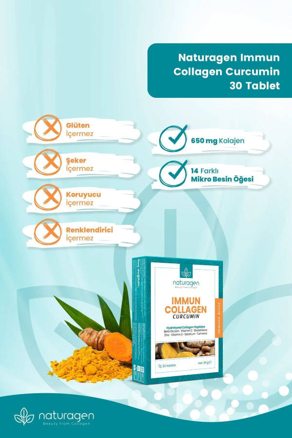 Bağışıklık Kolajen Kürkümin Glutatyon Multivitamin 30 Tablet - 3