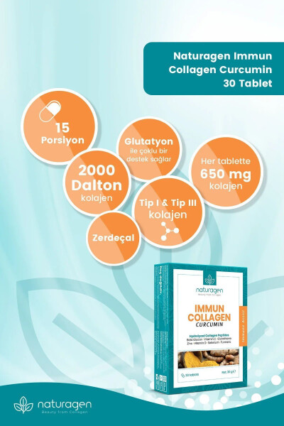 Bağışıklık Kolajen Kürkümin Glutatyon Multivitamin 30 Tablet - 5