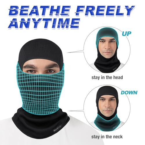 Balaclava Ski Mask (with Breathable Holes) Windproof Winter Fleece Neck Face Warmer for Men&Women - 2