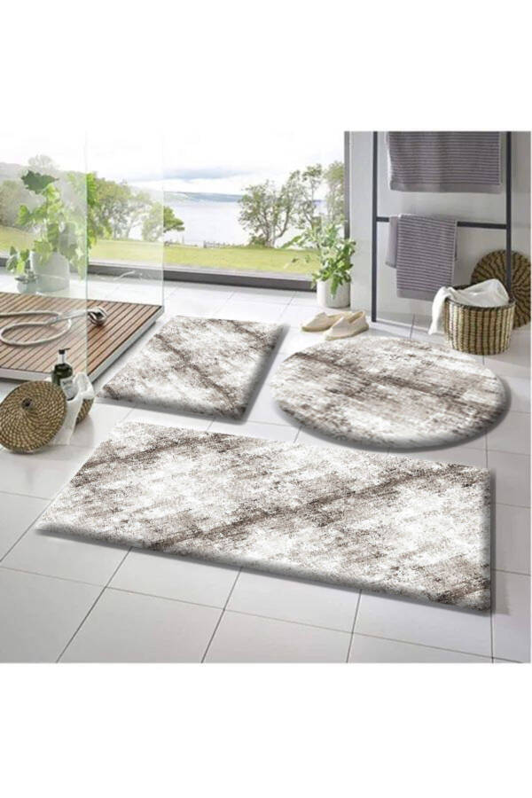 Balat Rug Bathroom Mat Set of 3 50x50 (round) 50x60 and 50x90 Plush Bathroom Mat - 2