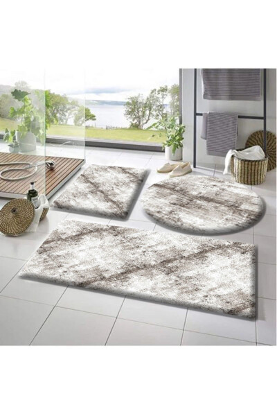 Balat Rug Bathroom Mat Set of 3 50x50 (round) 50x60 and 50x90 Plush Bathroom Mat - 1