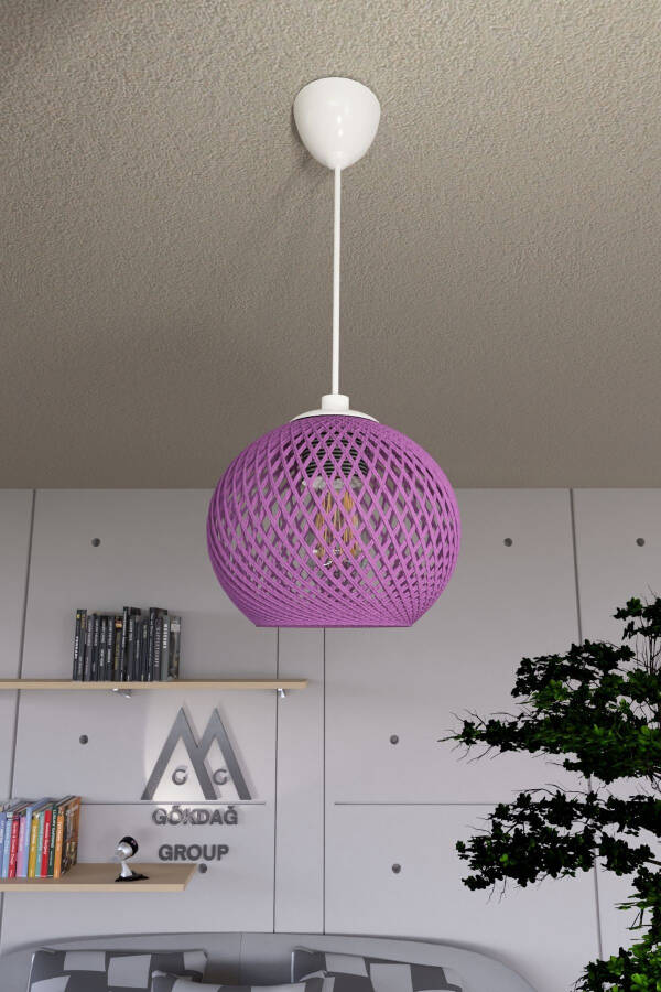 Balle Lilac Hanging Globe Chandelier White Cable - 5