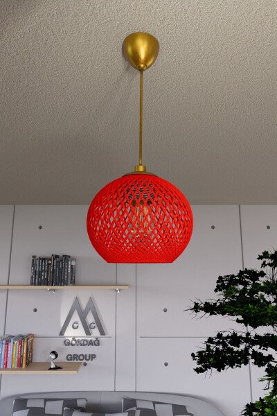 Balle Red Pendant Ball Chandelier Gold Cable - 5