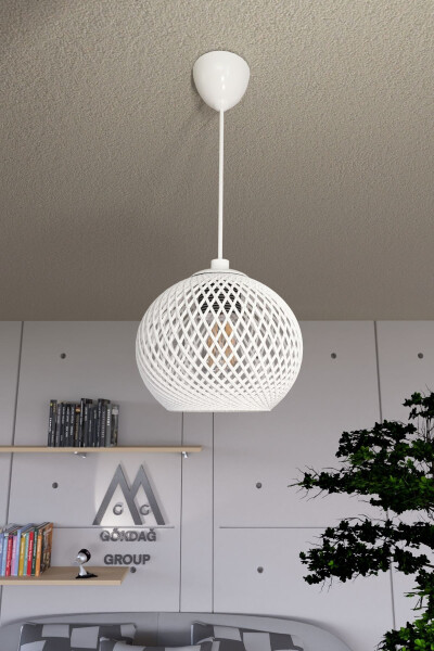 Balle White Hanging Ball Chandelier (White Hanging Set) - 2