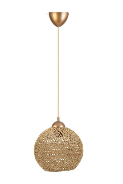 Balle Wicker Pendant Ball Chandelier Gold Cable - 4