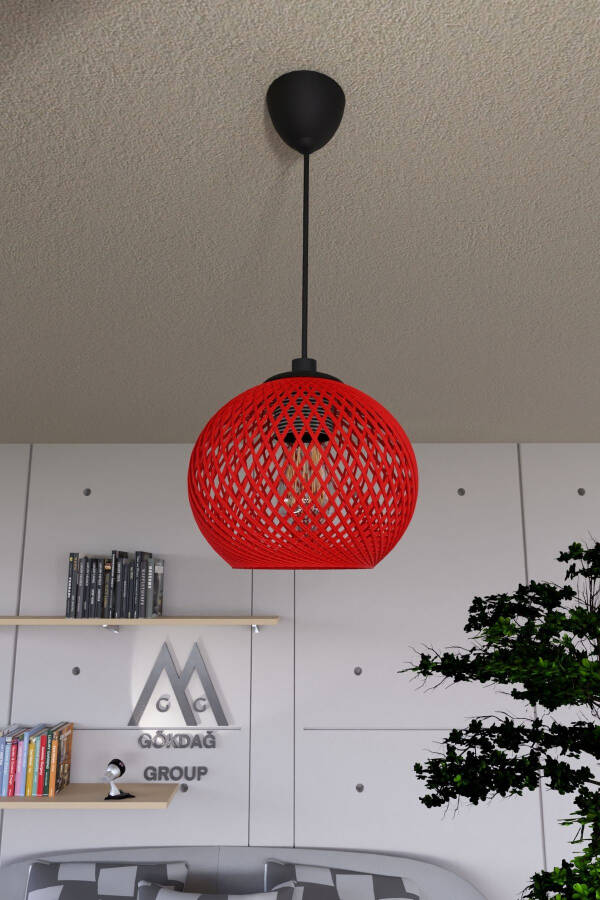 Ballet Red Pendant Ball Chandelier Black Cable - 5