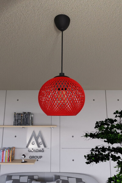 Ballet Red Pendant Ball Chandelier Black Cable - 1