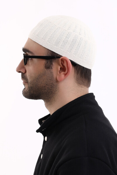 Bamboo Prayer Cap - White - 5