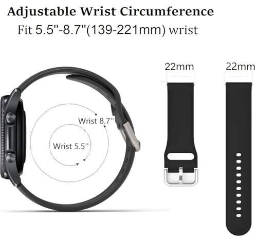 Bands Compatible for Gydom & ENOMIR IDW13/IDW19/LW51 Band Soft Silicone Waterproof Adjustable Sport Watch Strap Replacement Wristbands for Gydom & ENOMIR Smartwatch for Men Women - 1