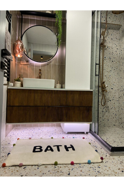 Banyo Yazılı Ponponlu Banyo Paspası 90×57 - 3