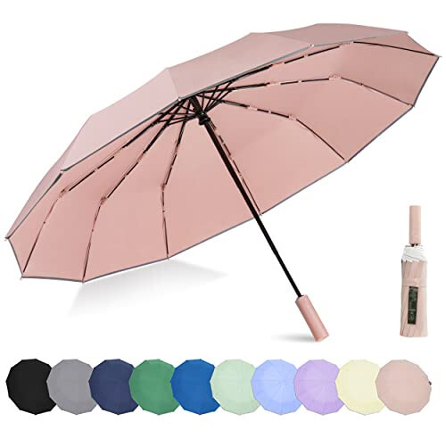 BAODINI Windproof Compact Rain Umbrella for Travel 42/46 Inch Premium Fabric Auto Open Perfect for Purse and Backpack Portable Umbrella for Women and Men - 1