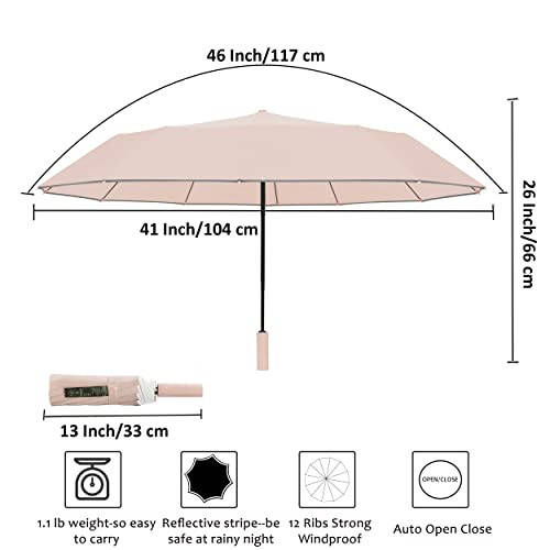 BAODINI Windproof Compact Rain Umbrella for Travel 42/46 Inch Premium Fabric Auto Open Perfect for Purse and Backpack Portable Umbrella for Women and Men - 6