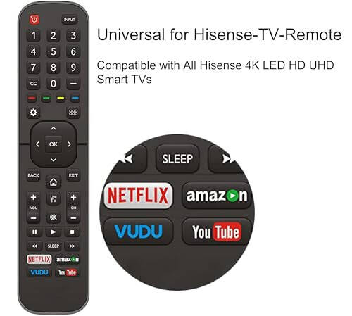 Barcha Hisense TV uchun Universal masofadan boshqarish pulti - Barcha Hisense 4K LED HD UHD Smart TV bilan mos keladi - O'rnatish talab qilinmaydi - 7