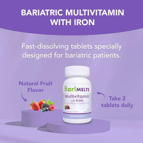 BariMelts Bariatrik Çoklu Vitamin Demir İle - 1 Aylık Tedarik (60 Hızlı Çözünen Tablet) - Ameliyat Sonrası Bariatrik Vitaminler - 5