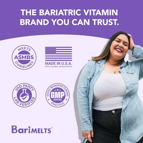 BariMelts Bariatrik Ko'p Vitaminli Temir bilan - 1 oylik Ta'minot (60 Tez Eriydigan Tabletka) - Operatsiyadan Keyingi Bariatrik Vitaminlar - 6