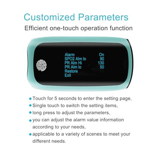 Barmoq uchli Puls Oksimetr, Qayta zaryadlanadigan Puls Oksimetr, Qayta zaryadlanadigan Puls Oksimetr, Barmoq uchli Qon Kislorod To'yinish Monitori Qayta zaryadlanadigan, Uy, Tashqi Sport Turlari Keng Foydalanish Uchun (Ko'k) - 4