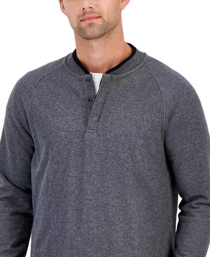 Baseball-Collar Long Sleeve Quarter-Snap Pullover - Charcoal Heather - 10