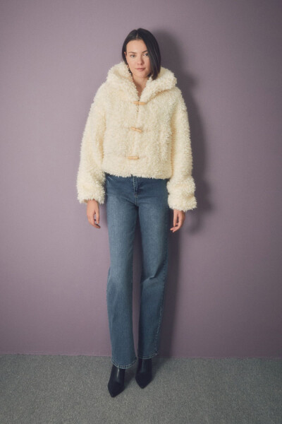 Basic Buttoned Plush Jacket - 3