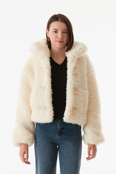 Basic Buttoned Plush Jacket - 5