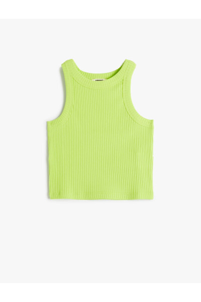 Basic cotton tank top with ribbed details - 4