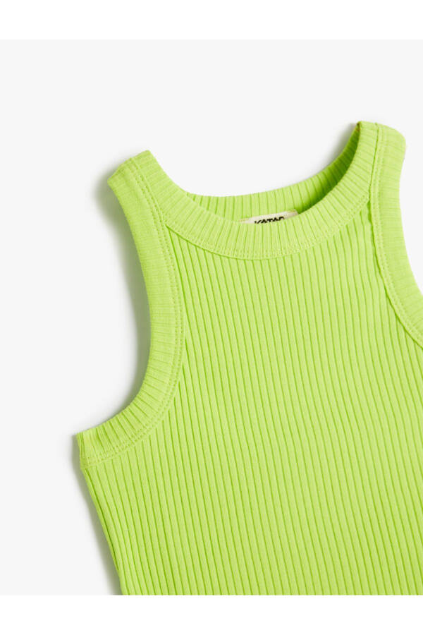 Basic cotton tank top with ribbed details - 6