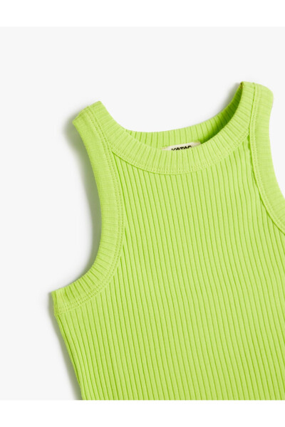 Basic cotton tank top with ribbed details - 3