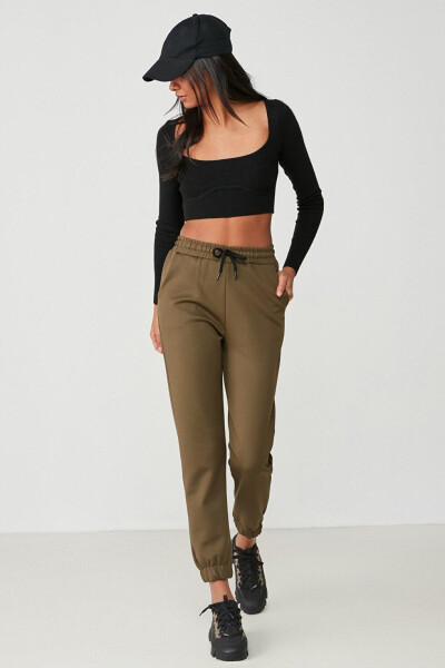 Basic Jogger Sweatpants 802 Khaki - 1