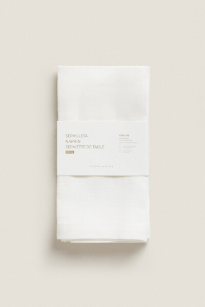 BASIC LINEN NAPKIN (2-PACK) Light Beige White - 11