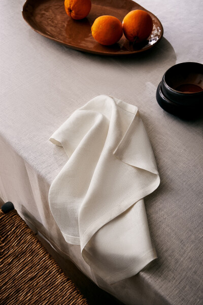 BASIC LINEN NAPKIN (2-PACK) Light Beige White - 12