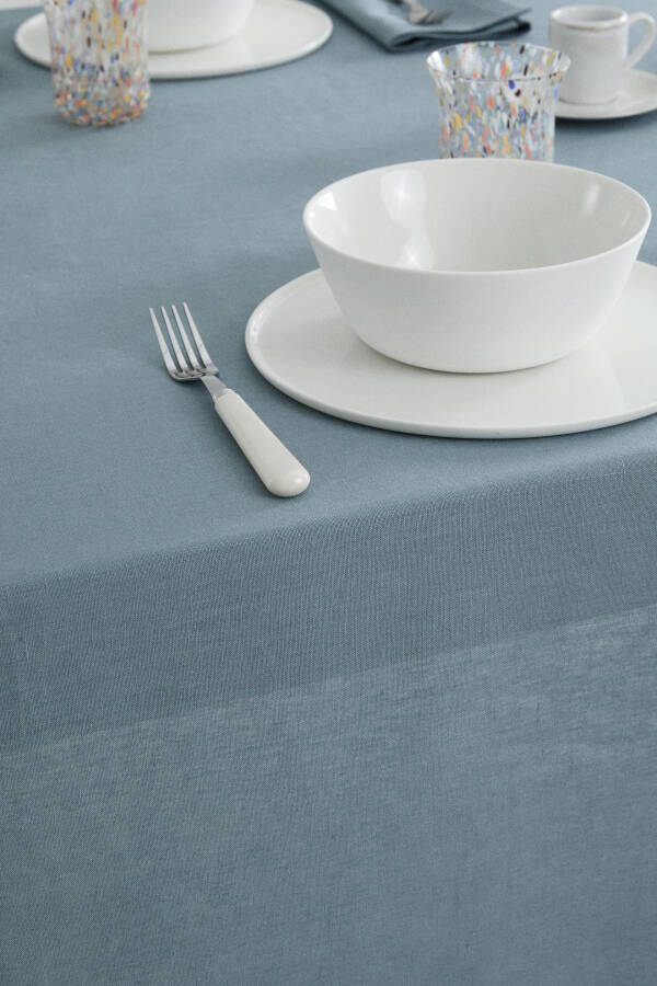 Basic linen tablecloth - Blue - 8