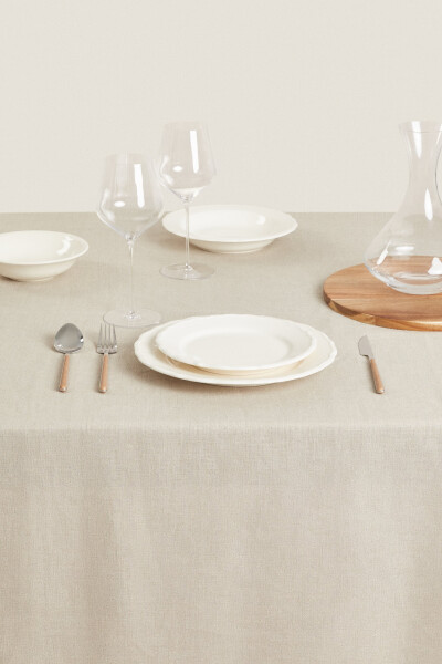 Basic linen tablecloth - Light beige - 8