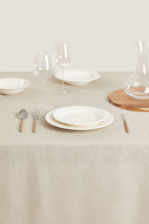 Basic linen tablecloth - Light beige - 2