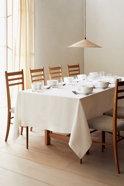 Basic linen tablecloth - White - 14