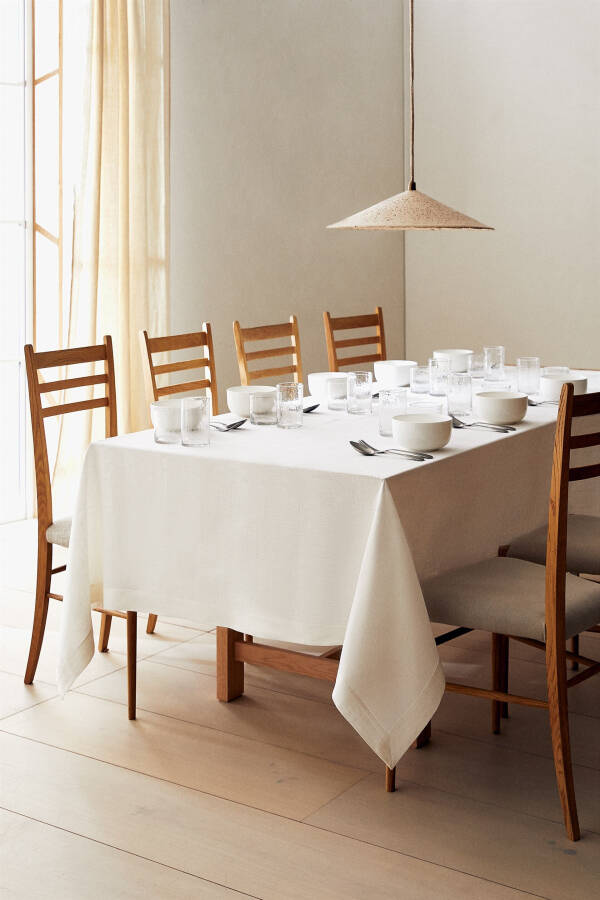 Basic linen tablecloth - White - 7