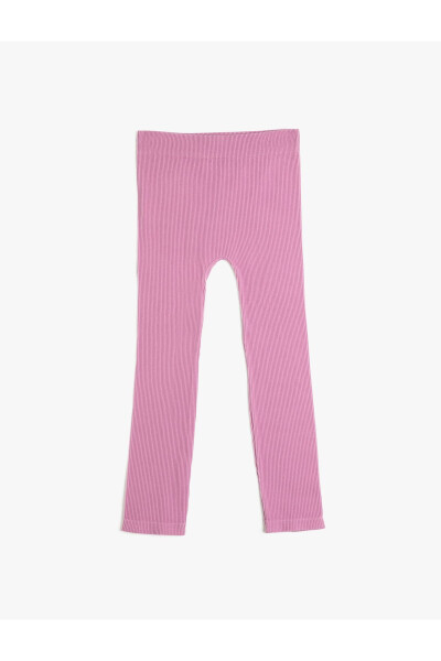 Basic Ribbed Leggings with Elastic Waistband - 4