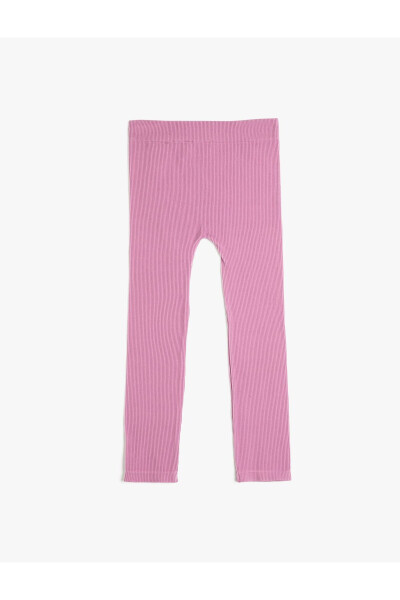 Basic Ribbed Leggings with Elastic Waistband - 5