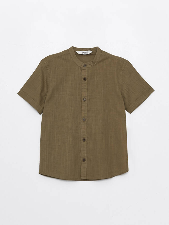 Basic Short Sleeve Boy's Shirt with Collar - 1