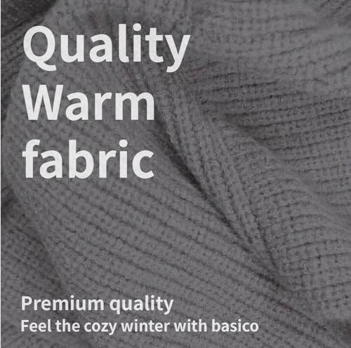 BASICO 5 Colors Knitted Hooded Scarf for Women Men Winter Balaclava - Cream White, Caramel, Light Grey, Heather Grey, Black - 6