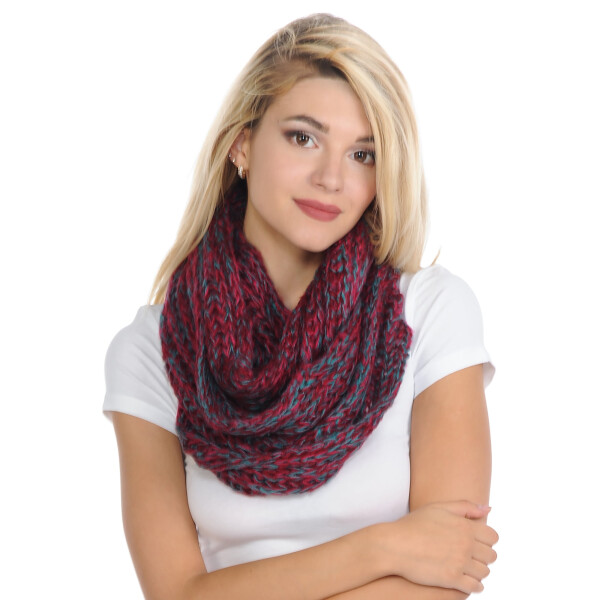 BASICO Adult Chunky Burgundy Infinity Scarf for Women Circle Loop Knitted Warm Scarf - 1