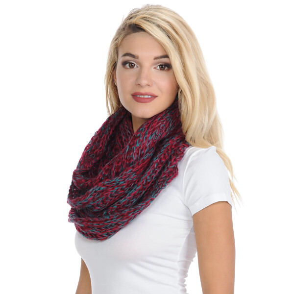 BASICO Adult Chunky Burgundy Infinity Scarf for Women Circle Loop Knitted Warm Scarf - 3