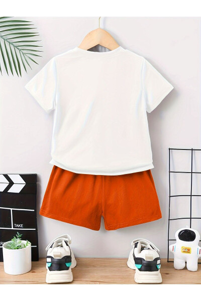 Basketball California White Orange Kids Shorts T-Shirt Set - 2