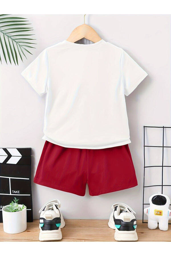 Basketball California White Red Kids Shorts T-Shirt Top Bottom Set - 2