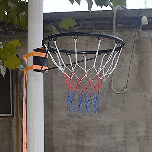 Basketball Hoop YXX - Outdoor Basketball Rim and Goals for Adults & Kids with 2 Strap, 18 Inch Replacement for Tree, Pole Mount, Pool & Basketball Court (Color: Black, Size: Single Ring) - 2