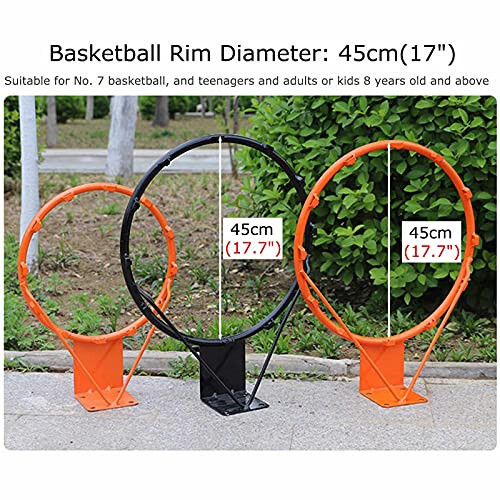 Basketball Hoop YXX - Outdoor Basketball Rim and Goals for Adults & Kids with 2 Strap, 18 Inch Replacement for Tree, Pole Mount, Pool & Basketball Court (Color: Black, Size: Single Ring) - 3