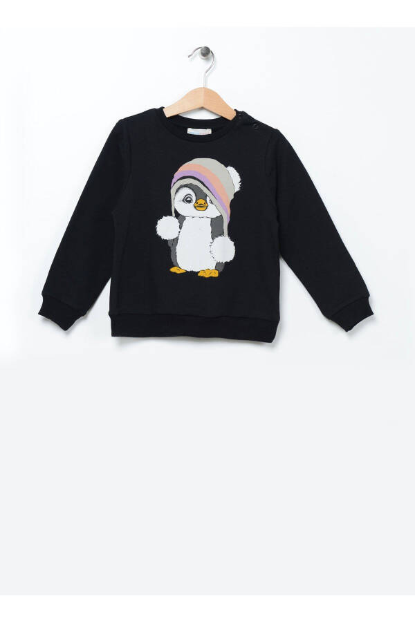 Baskılı Bebek Siyah Sweatshirt 22fwg-58 - 1