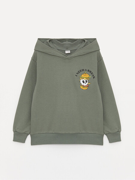 Baskılı Uzun Kollu Erkek Çocuk Hoodie - 18